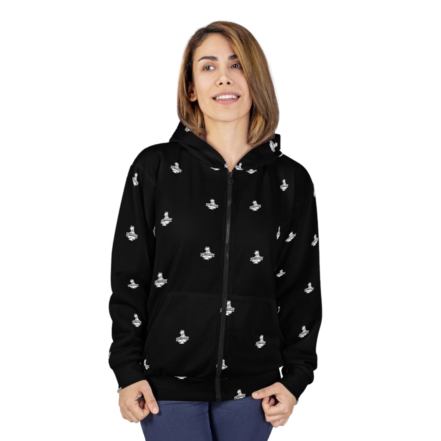 HD Poker Unisex Zip Hoodie Logo Pattern