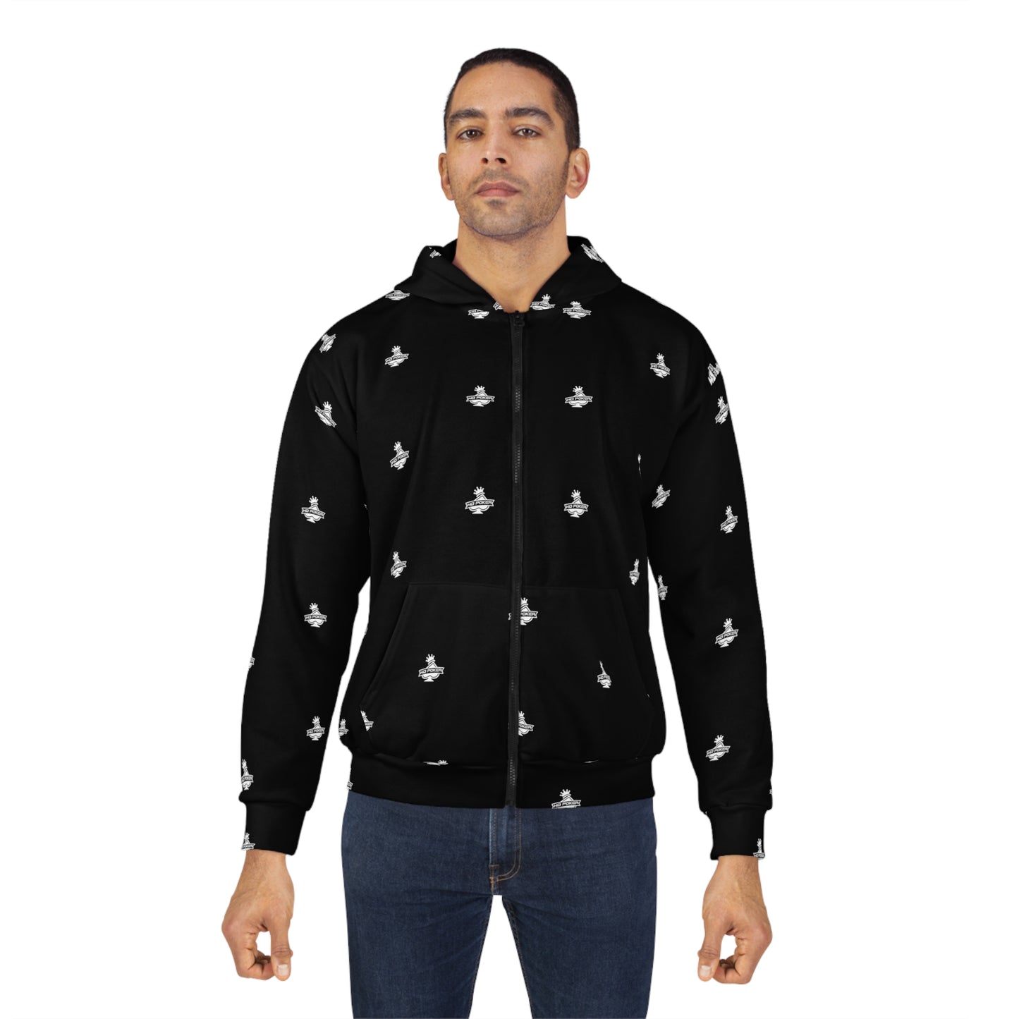 HD Poker Unisex Zip Hoodie Logo Pattern